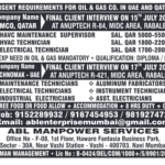 Urgent Oil & Gas Job Vacancies in UAE & Qatar – July 2025 Interviews | ABL Manpower Services