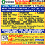 URGENTLY REQUIRED FOR SAUDI ARABIA