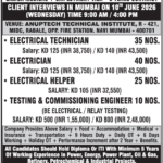Urgent Hiring: Electrical & Engineering Jobs in Kuwait for Ministry of Electricity Project | Mumbai Interviews