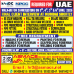 Walk-in Interviews for UAE: NMDC & NPCC Free Recruitment in Mumbai (June 2026) - Welders, Fabricators, Foremen & More