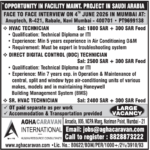 Walk-in Interview: HVAC, DDC & Facility Maintenance Technician Jobs in Saudi Arabia 2026 - Agha Caravan International