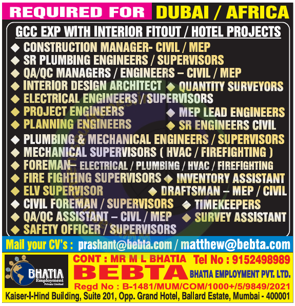 Dubai & Africa Job Vacancies | Interior Fit-Out & Hotel Projects - Apply Now!