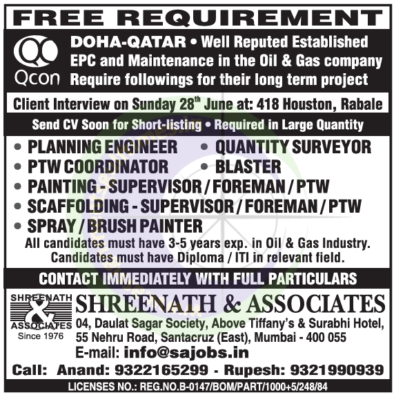 Free Recruitment Qatar | QCON Oil & Gas Jobs Doha | Urgent Hiring for EPC Project
