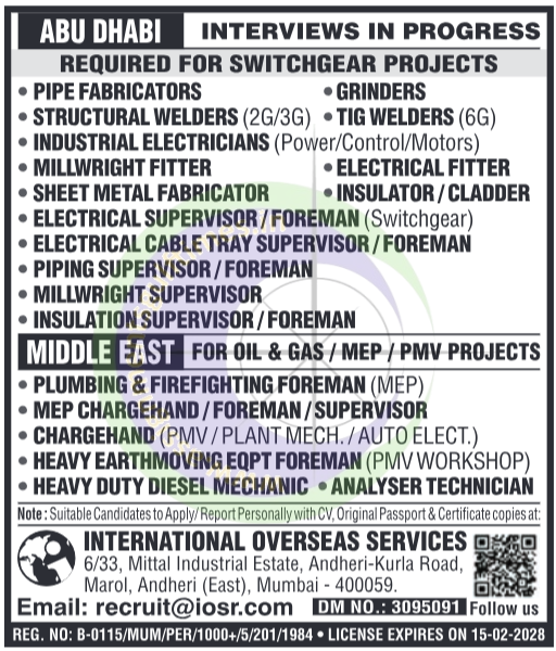Urgent Gulf Jobs 2024: Abu Dhabi & Middle East | Switchgear, Oil & Gas, MEP Careers