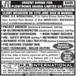 Urgent Hiring: Flowtronix Arabia Limited Co. Jobs in Saudi Arabia | Client Interviews in Mumbai 2026