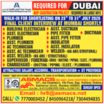 MEP Construction Project Jobs in Dubai 🇦🇪 | Walk-in Interview in Mumbai for Juma Al Majid Holding Group LLC