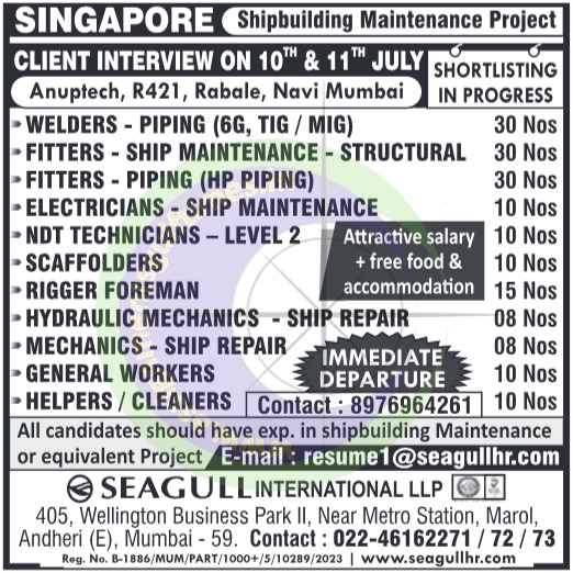 Singapore Shipbuilding Maintenance Jobs 2024 | Client Interview | Apply Now!