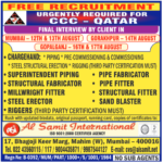 FREE Recruitment Qatar Jobs 2024: CCC Client Interviews for Piping, Structural & Rigging Roles