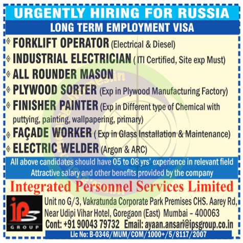 🇷🇺 Urgent Hiring for Russia: Long Term Employment Visa Jobs 2024 | Integrated Personnel Services