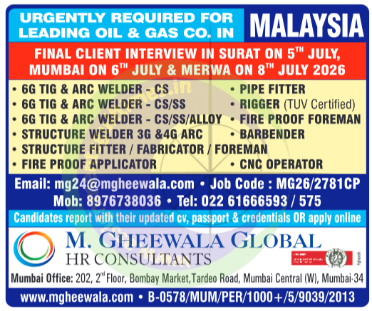 Urgent! Oil & Gas Jobs in Malaysia 🇲🇾 | Walk-in Interviews: Welder, Fitter, Rigger & More (July 2026)