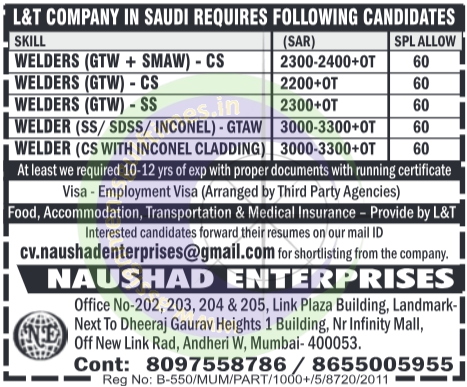 L&T Company Saudi Arabia Jobs 2024: Welders, Fabricators & More | Apply Now!