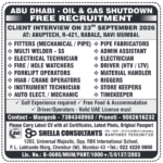 Abu Dhabi Oil & Gas Shutdown Jobs 2026 | Free Recruitment Drive – Apply Now!