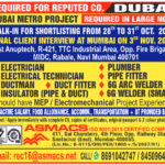 Dubai Metro Project Jobs: Walk-in Interview for Skilled Trades