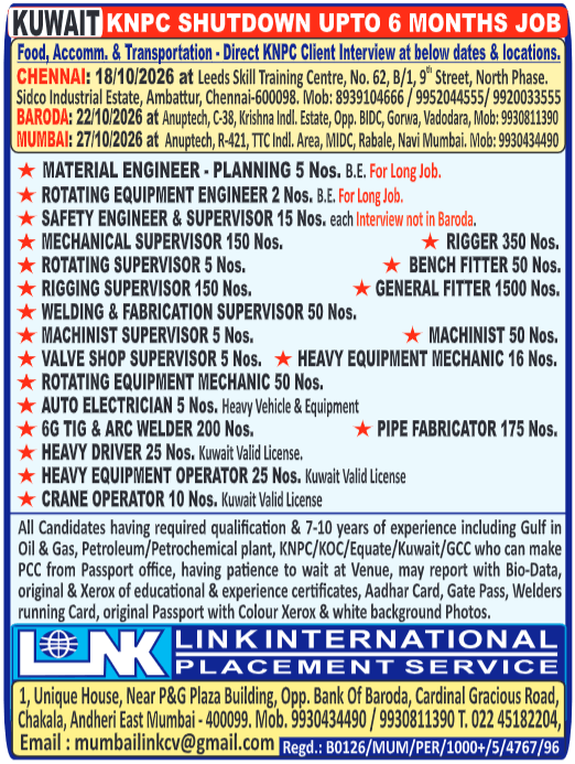 Kuwait KNPC Shutdown Project 2026: Direct Client Interview & Massive Hiring Drive