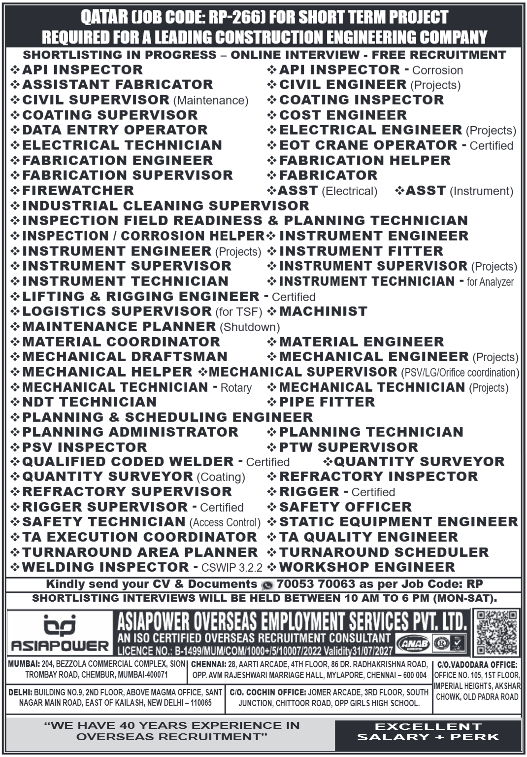 Qatar Job Vacancies 2024: Leading Construction Company Hiring for Short-Term Project - Apply Now!